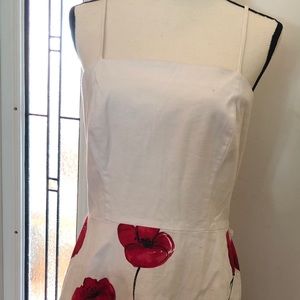 Red Flowers on white summer dress